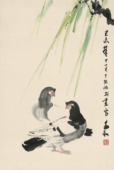 <h2>双鸽图</h2><p>作者：蒋兆和</p><p>创作年代：1955年</p><p>规格：68cm×45.5cm</p>品类：中国画</p>